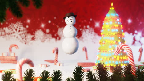 Fondo-De-Vacaciones-De-Navidad-Con-Muñeco-De-Nieve-Saltando